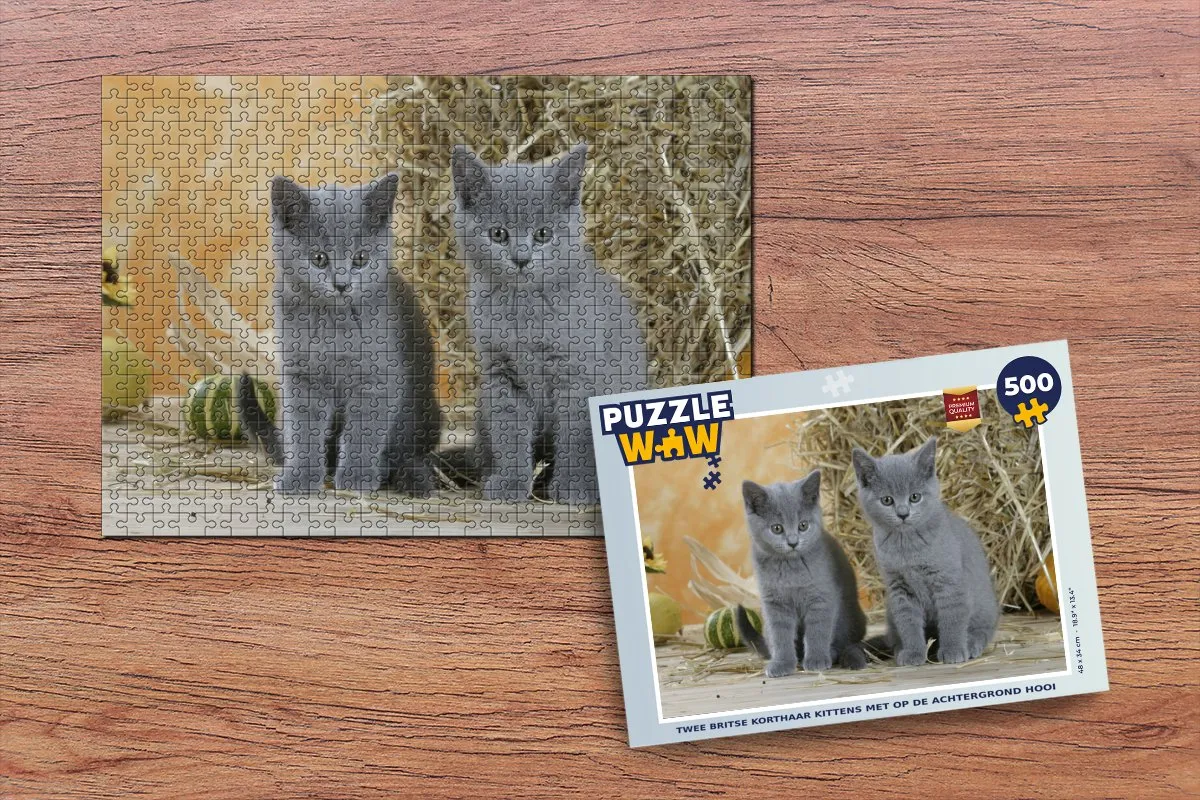 PuzzleWow Legpuzzel Twee Britse Kortharen 500 Stuks - Multicolor