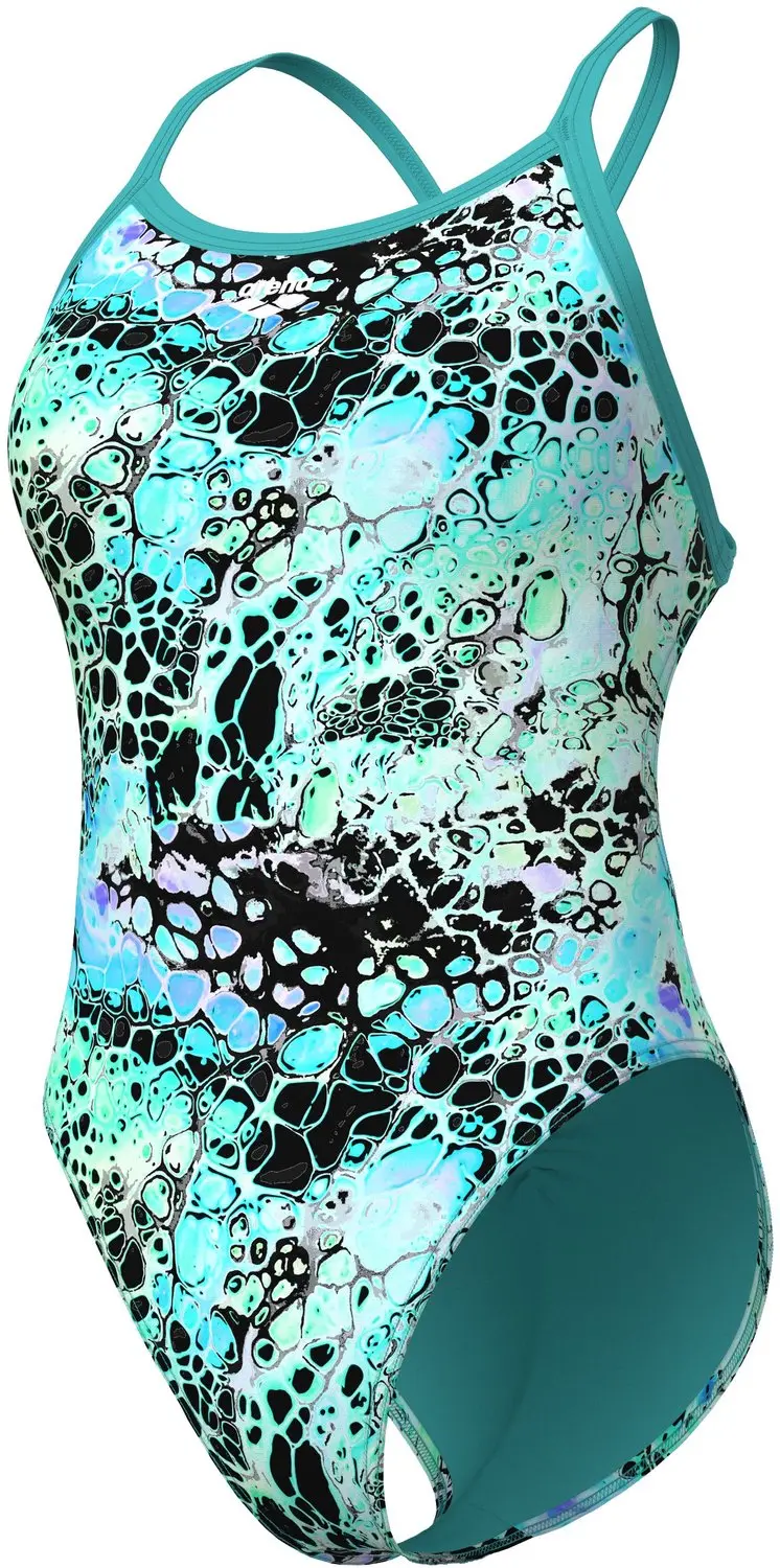 Arena Earth View X Criss Cross Dames Badpak - Blauw/Zwart - afbeelding 2 van 6