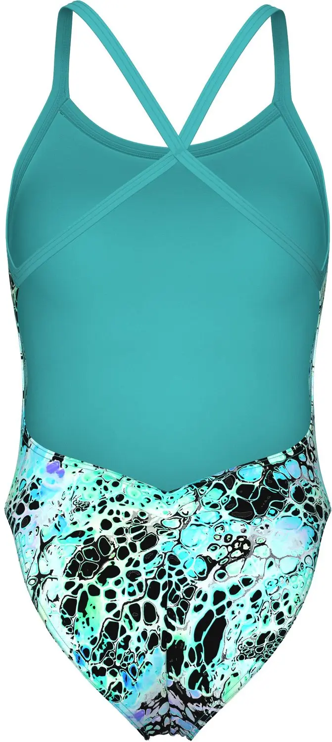 Arena Earth View X Criss Cross Dames Badpak - Blauw/Zwart - afbeelding 3 van 6