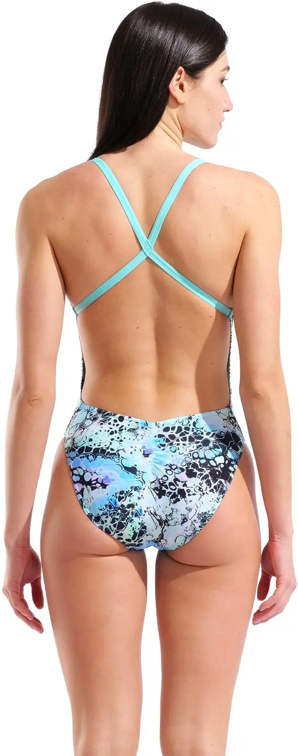 Arena Earth View X Criss Cross Dames Badpak - Blauw/Zwart - afbeelding 5 van 6