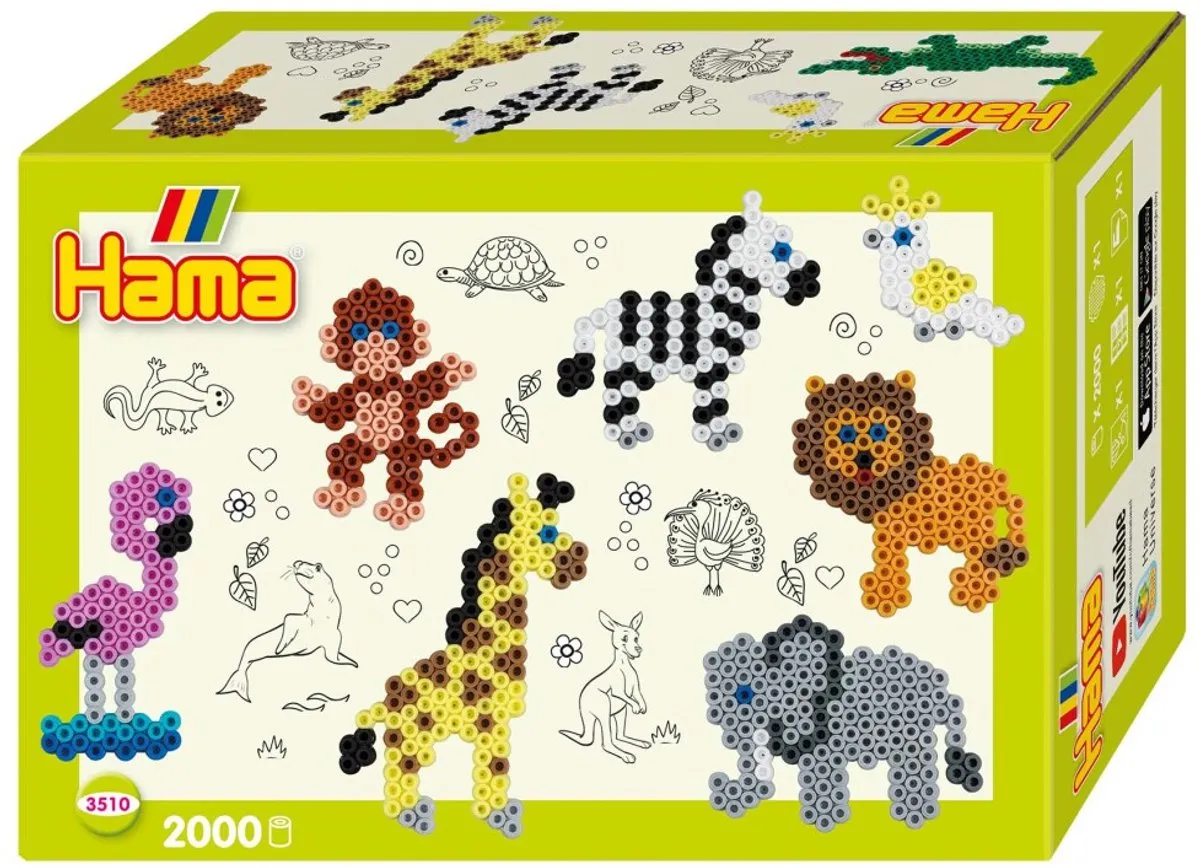 Hama Strijkkralen Dierentuindieren 2000 Stuks - 5 Kleuren - afbeelding 2 van 4
