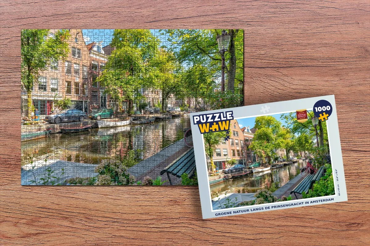 PuzzleWow Legpuzzel Groene natuur langs de Prinsengracht 1000 Stuks