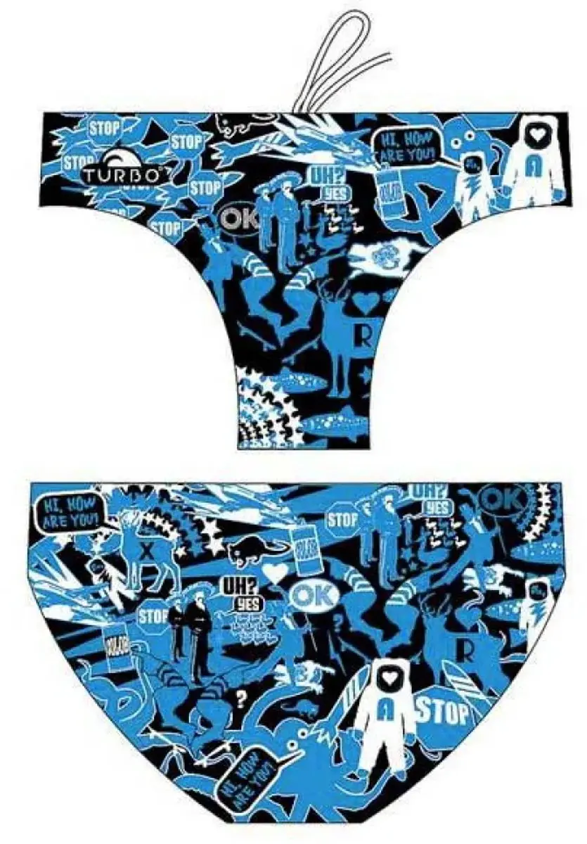 Turbo Mural Zwemslip Blauw,Zwart 2XL Man
