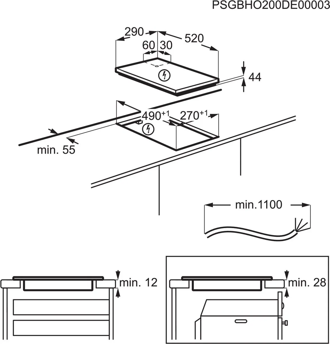Electrolux LIT30230C Ingebouwde Inductiekookplaat 2 Zones - Zwart