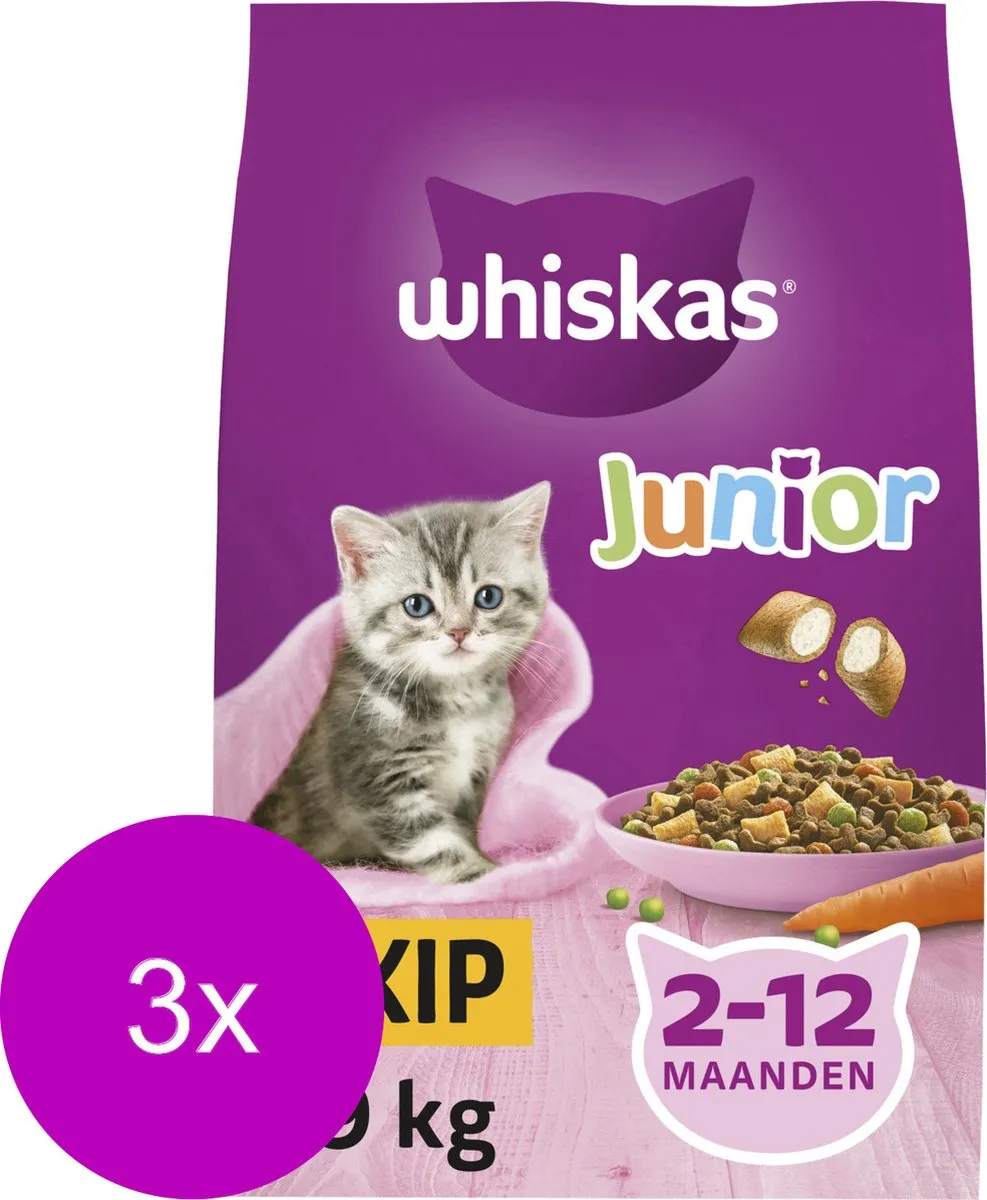 Whiskas Brokjes Junior Kip - 3x1,9kg