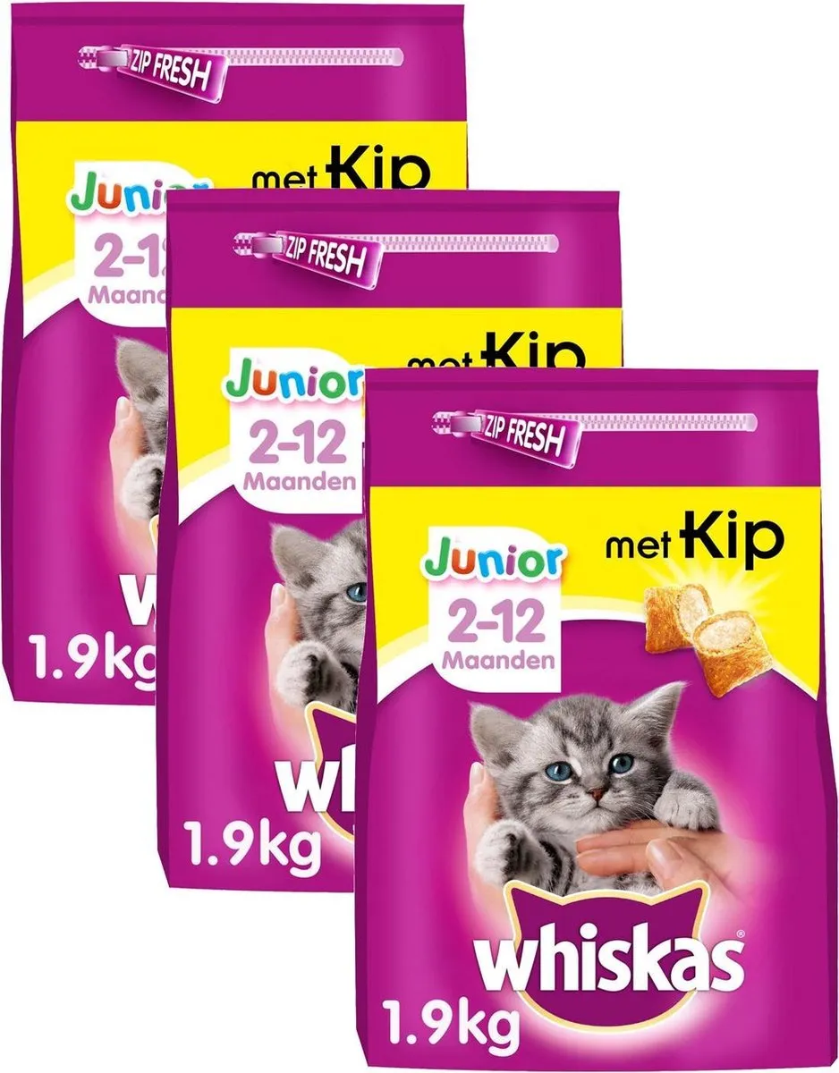 Whiskas Brokjes Junior Kip - 3x1,9kg