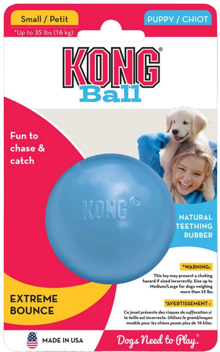 KONG Puppy Bal Assorti S - Blauw/Rood - afbeelding 6 van 6