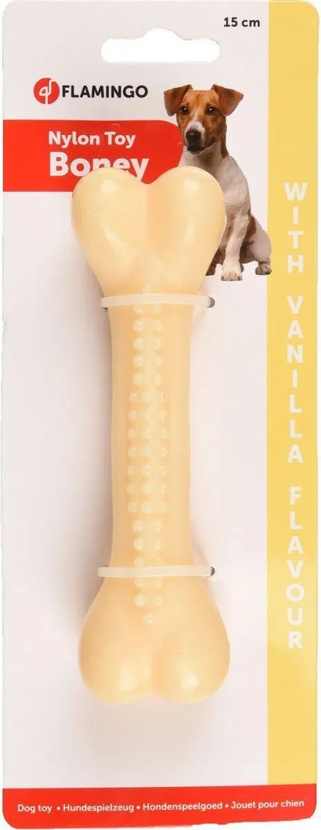 Flamingo Nylon Boney Hondenspeelgoed - Crème M