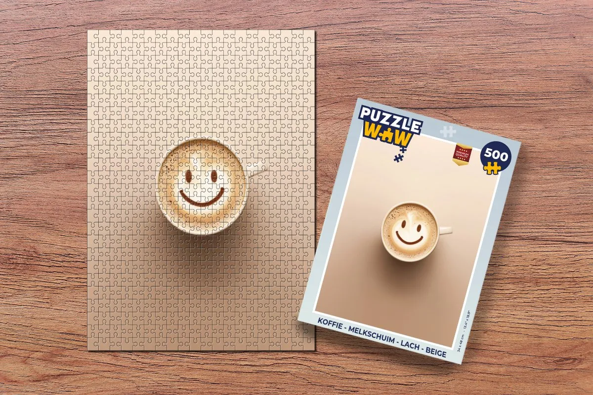PuzzleWow Lach Koffie Puzzel 500 Stuks - Beige