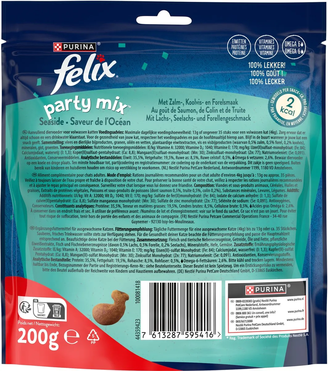 Felix Party Mix Seaside Kattensnacks - 5x200g