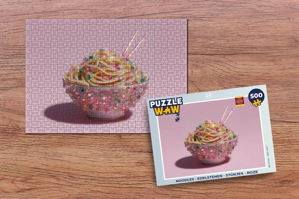 PuzzleWow Noodles Edelstenen Legpuzzel 500 Stuks - Roze