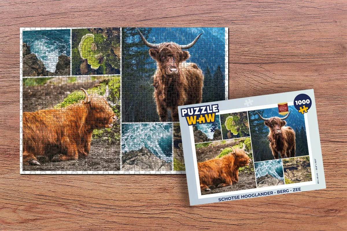 PuzzleWow Schotse Hooglander Legpuzzel 1000 Stuks - Multicolor