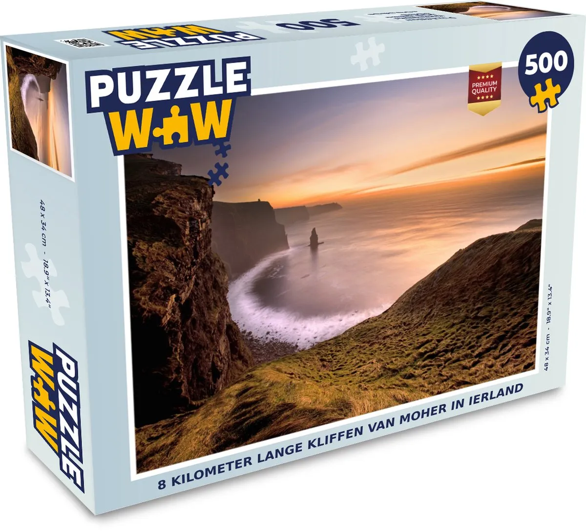 PuzzleWow Legpuzzel 500 Stuks - Kliffen van Moher Ierland - Multicolor