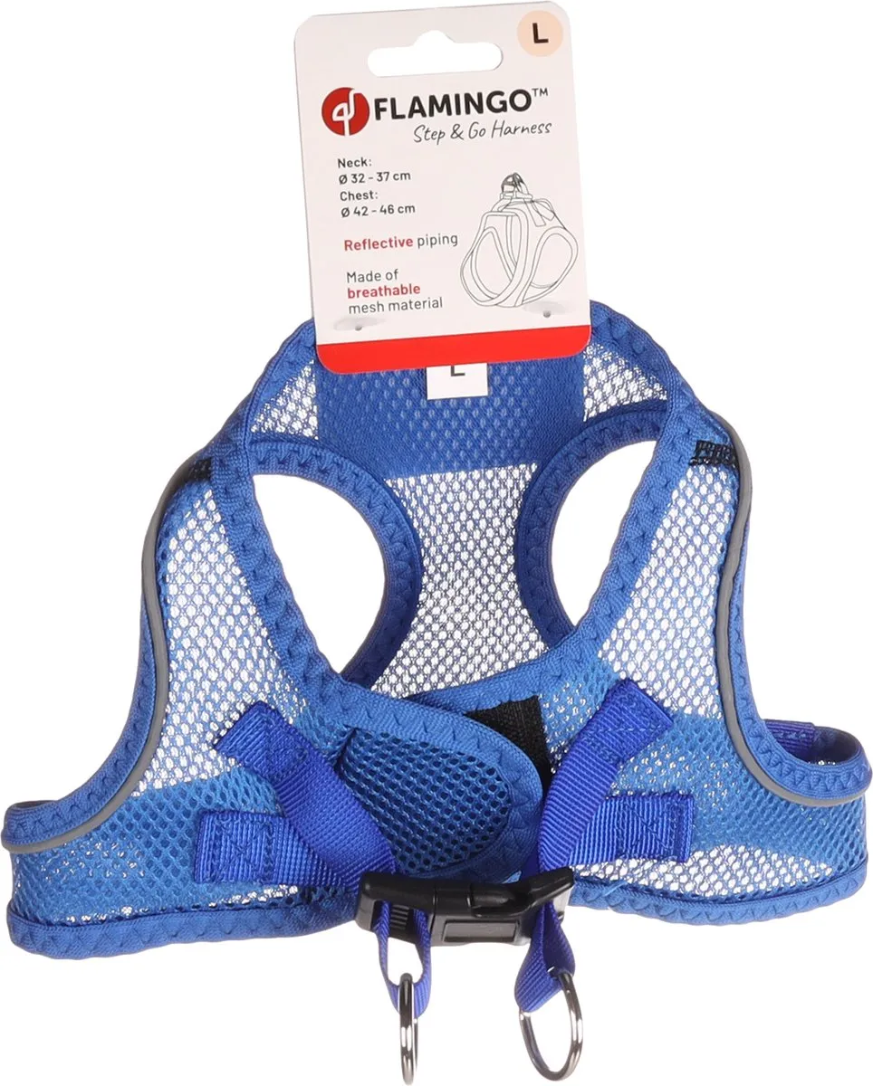 Flamingo Bento Step&go Hondenharnas - Blauw L 42-46cm - afbeelding 4 van 6
