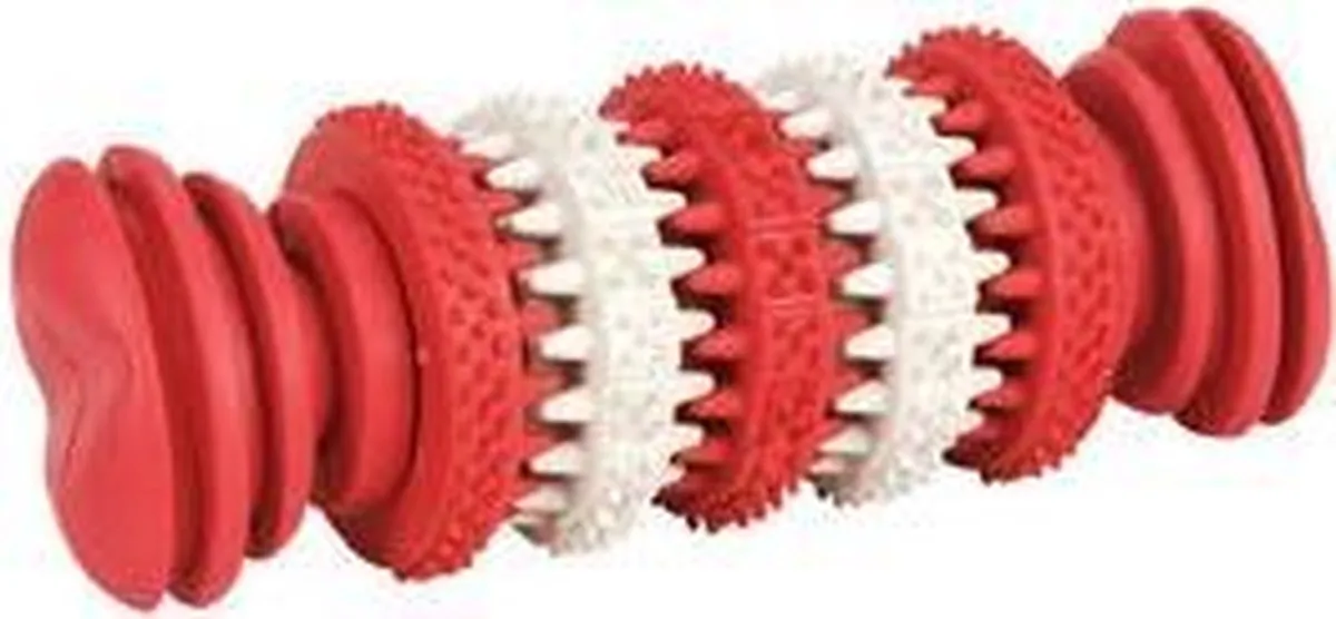 Beeztees Kluif Dental Care Hondenspeelgoed 16cm - Rood/Wit - afbeelding 4 van 4
