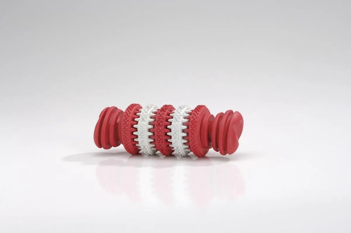 Beeztees Kluif Dental Care Hondenspeelgoed 16cm - Rood/Wit - afbeelding 2 van 4