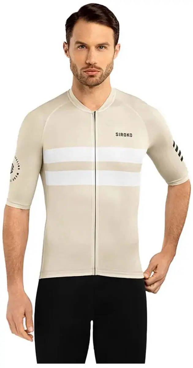 Siroko M3 Swift Korte Mouw Wielertrui Beige S Man