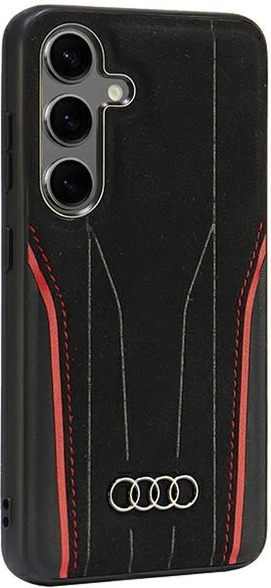 Audi Echt Leer MagSafe S24 Hardcase - Zwart-Rood - afbeelding 4 van 6