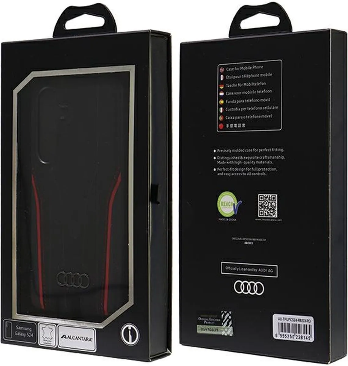 Audi Echt Leer MagSafe S24 Hardcase - Zwart-Rood - afbeelding 3 van 6