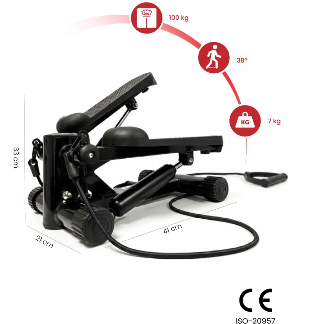 Care Fitness SM-842 Mini Stepper met Weerstandsbanden - Zwart - afbeelding 3 van 6