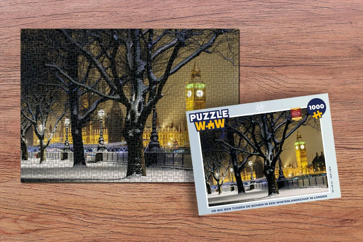 PuzzleWow Legpuzzel De Big Ben Winterlandschap 1000 Stuks