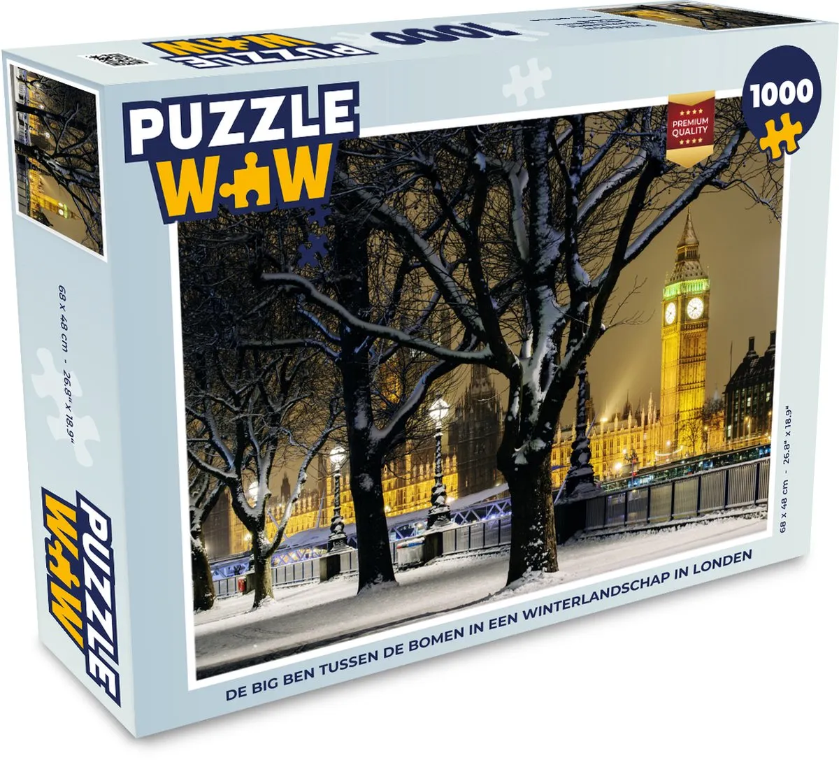 PuzzleWow Legpuzzel De Big Ben Winterlandschap 1000 Stuks - Multicolor