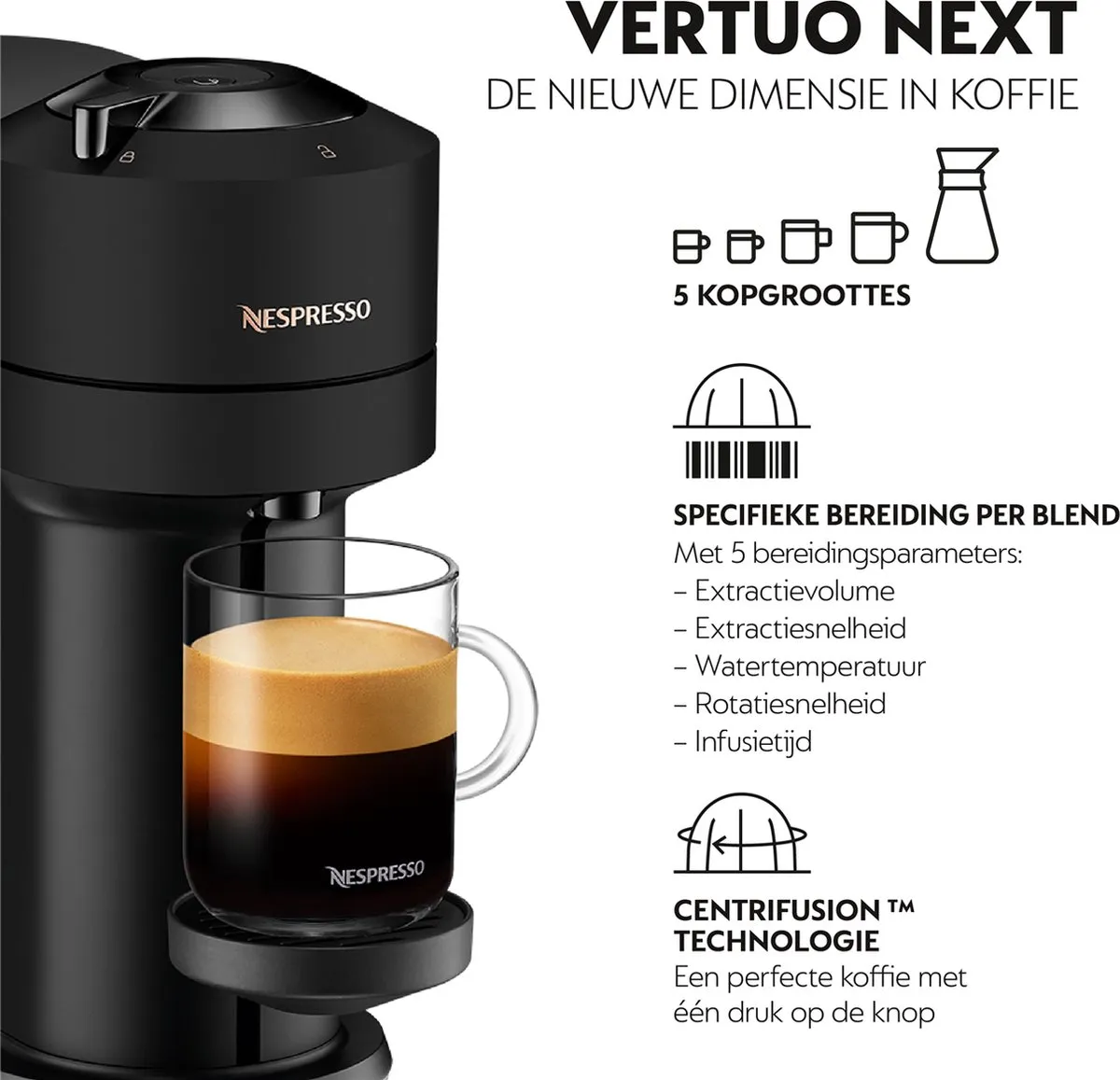 De’Longhi Nespresso Vertuo Next ENV120.BM Koffiecupmachine - Zwart