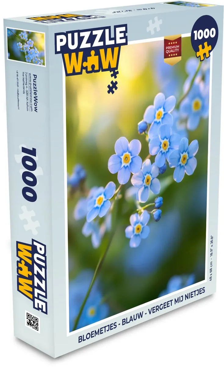 PuzzleWow Bloemetjes Blauw Legpuzzel 1000 Stuks