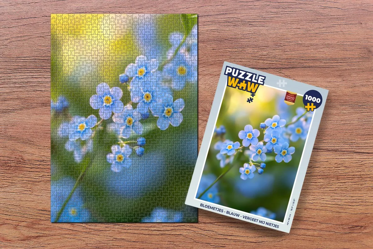 PuzzleWow Bloemetjes Blauw Legpuzzel 1000 Stuks