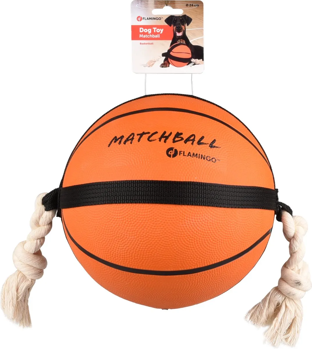Flamingo Matchball Basketbal Hondenspeelgoed 53,5cm - Oranje
