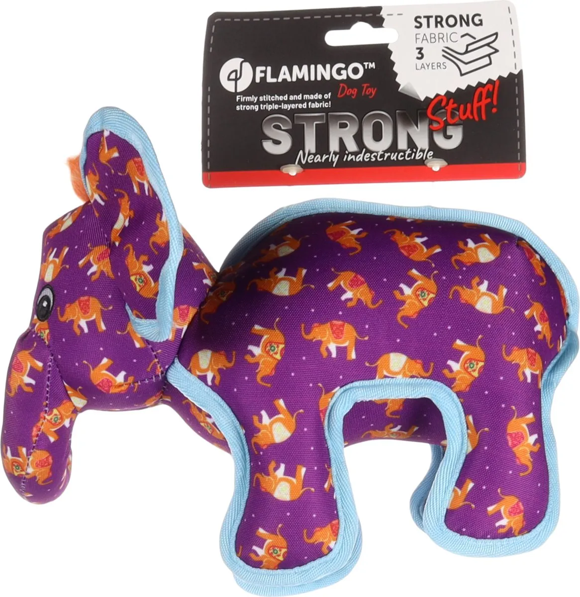 Flamingo Strong Stuff Olifant Speelgoed Hond - Paars 27cm