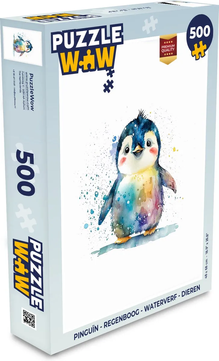 PuzzleWow Pinguïn Regenboog Legpuzzel 500 Stuks