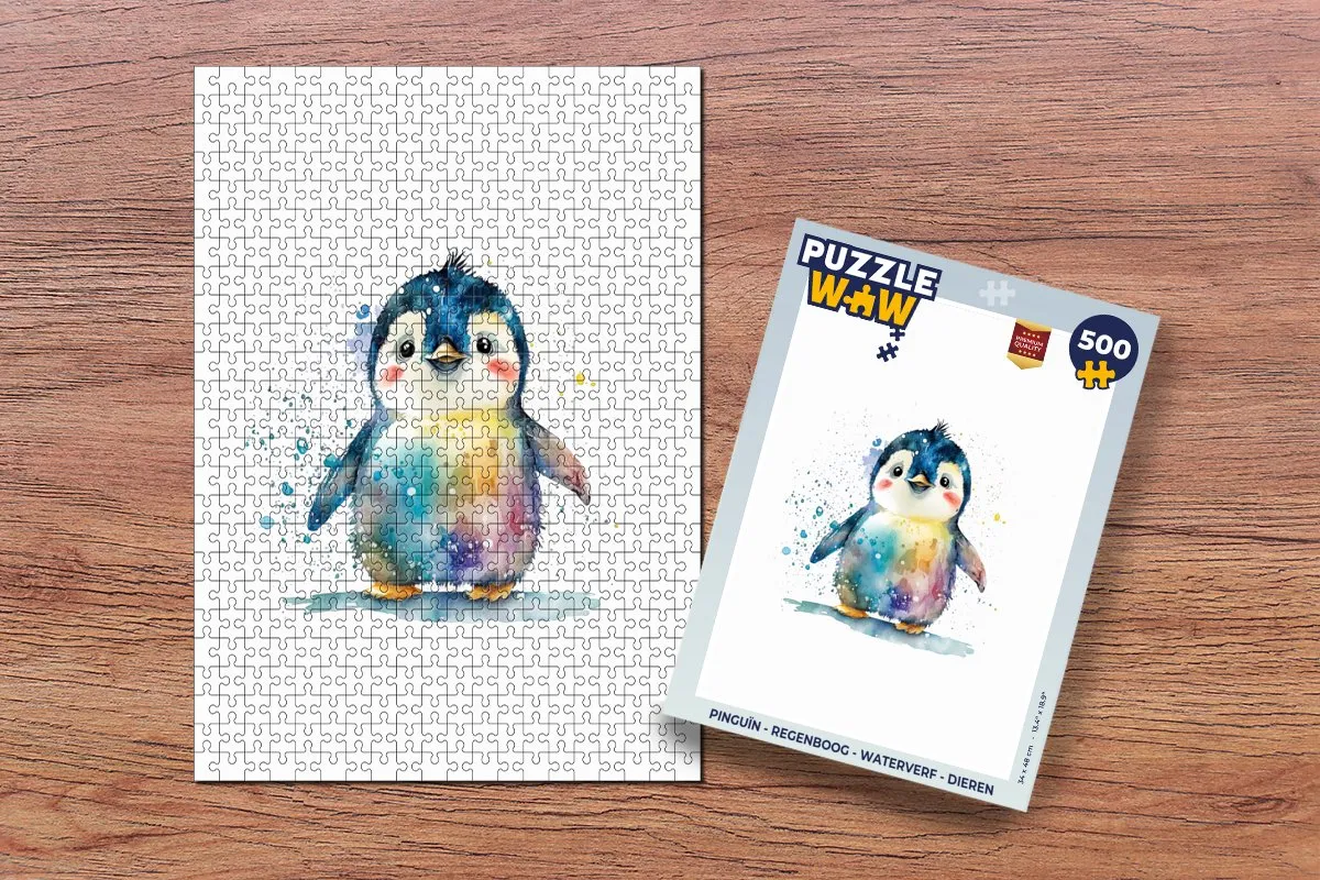 PuzzleWow Pinguïn Regenboog Legpuzzel 500 Stuks - Multicolor