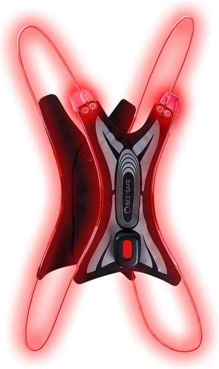 Led Vest USB Spider| BEE SAFE Red | hardloop verlichting | hardloopvest met verlichting