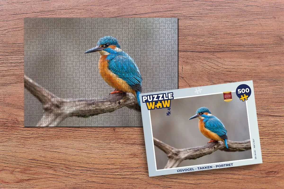 PuzzleWow IJsvogel Takken Portret Legpuzzel 500 Stuks - Multicolor