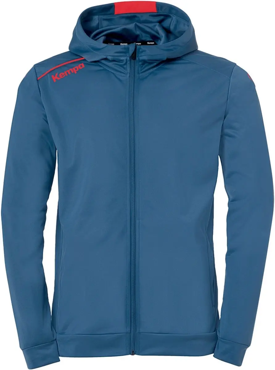 Kempa Player Hood Jacket Kind IJsgrijs-Fluo Rood Maat 116