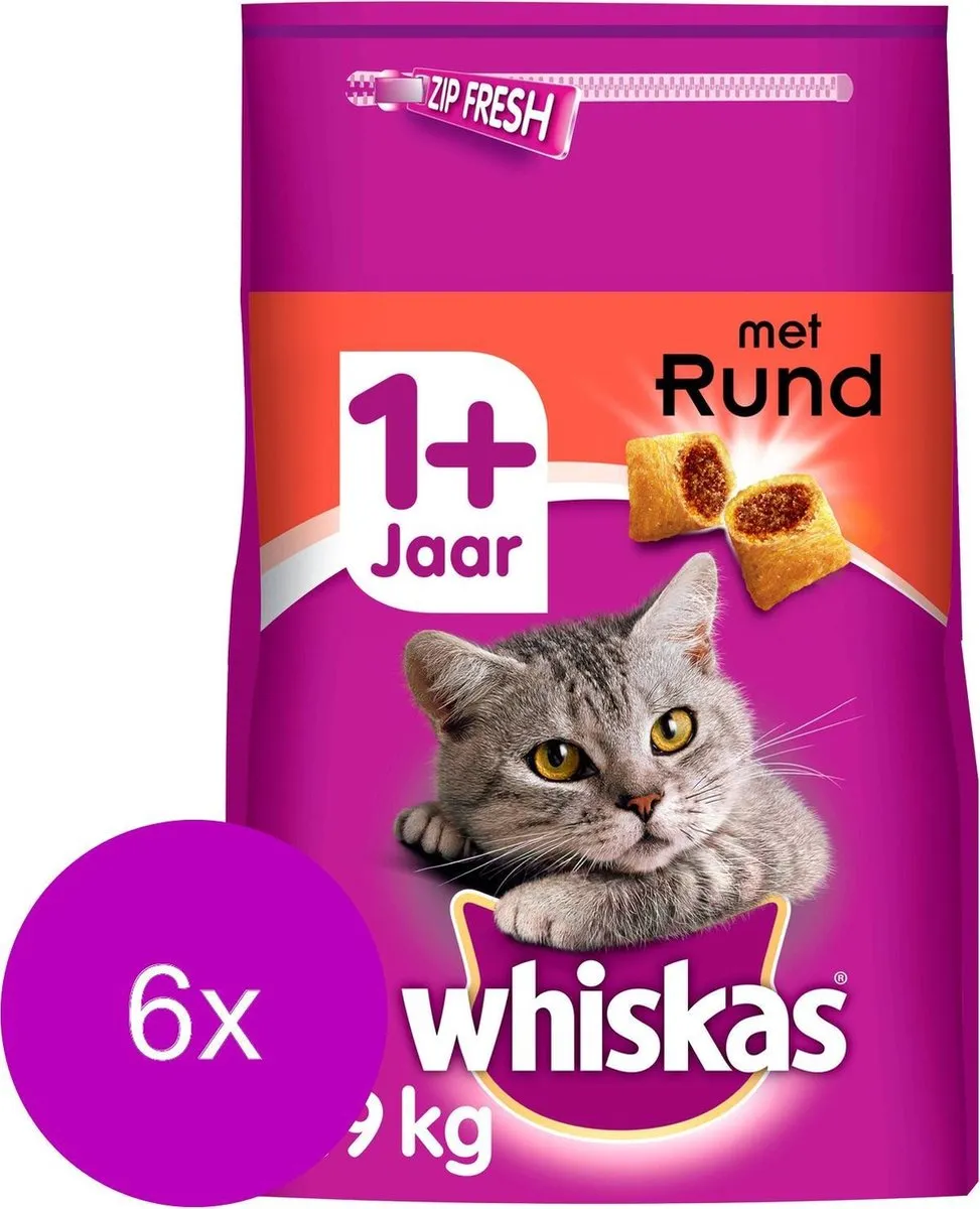 Whiskas Droog Adult Rund 1,9kg - 6 Stuks