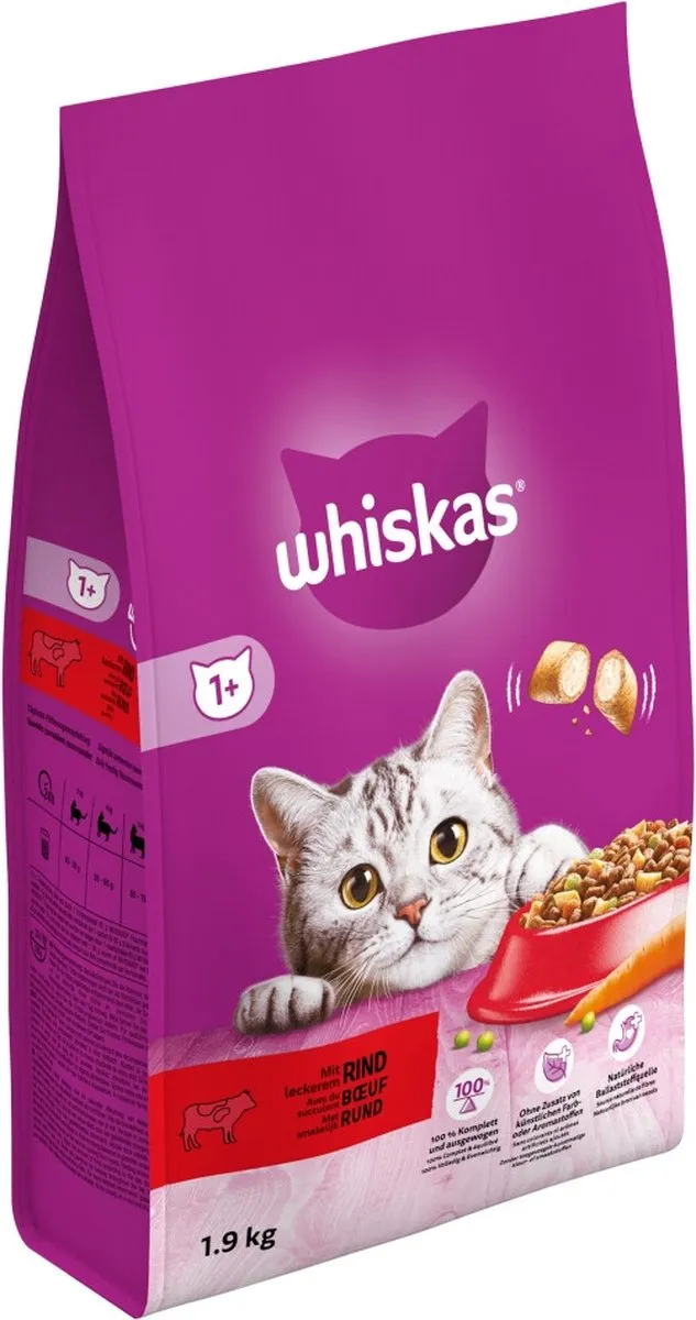 Whiskas Droog Adult Rund 1,9kg - 6 Stuks