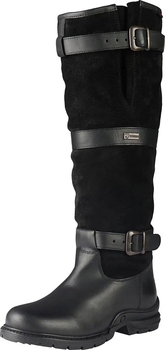 Horka Outdoorlaarzen Highlander Leer/bont/suède Zwart Maat 36