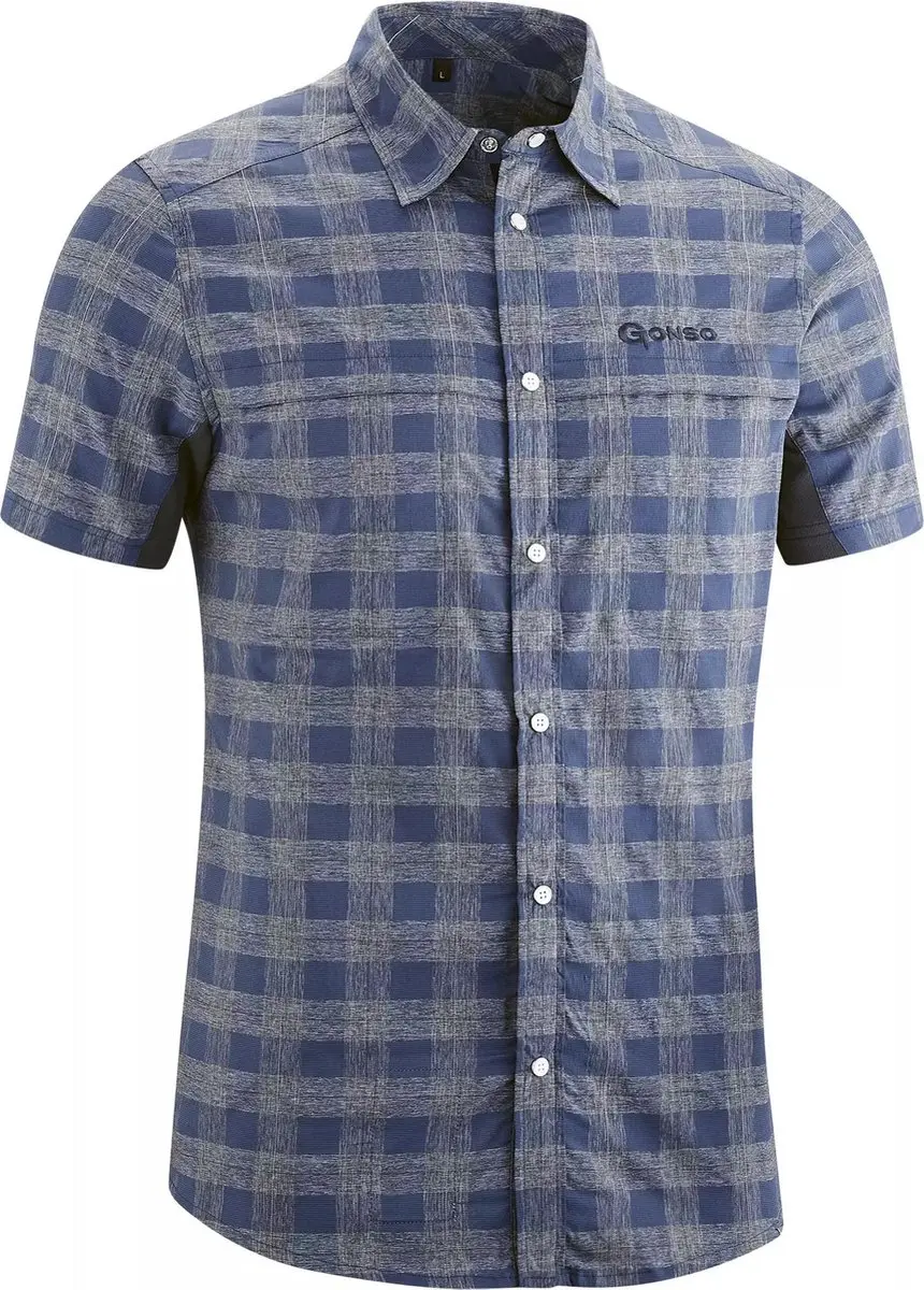 Gonso Fietsshirt Don Heren Semi-fit Polyester Blauw/grijs Maat M