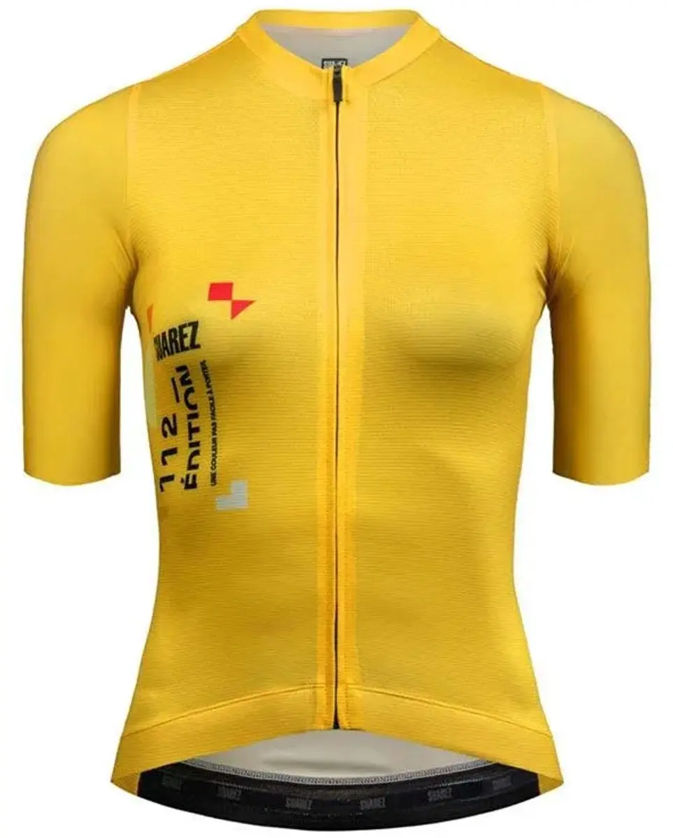 Suarez Tour De France 2025 Korte Mouw Wielertrui Geel XS Vrouw