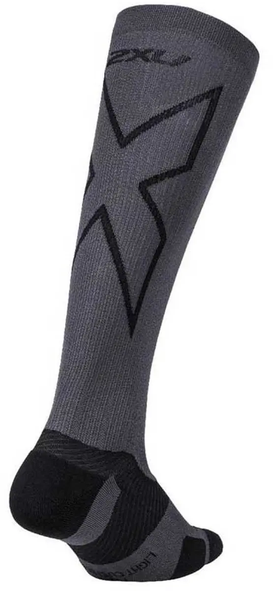 2XU Vectr Light Cushion Lange Sokken - Titanium/Zwart - afbeelding 2 van 4