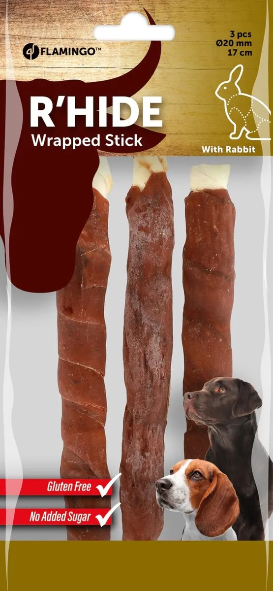 Flamingo R'hide Snack Honden Staaf Konijn 20mm - 3 Stuks