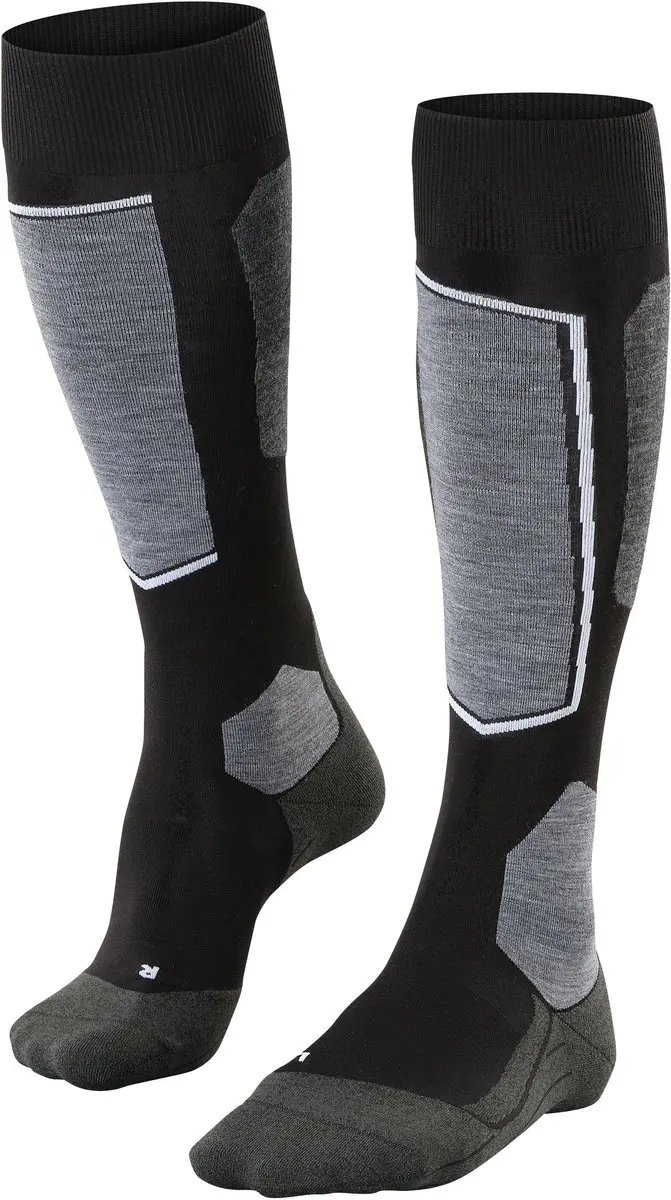 FALKE SK6 warm dun wol functioneel materiaal skisokken heren zwart