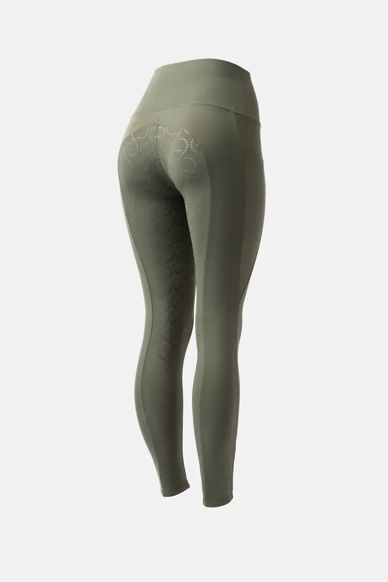 Horze Gillian Full Seat Compressie Tights, dames, Beetle Khaki Green, 44