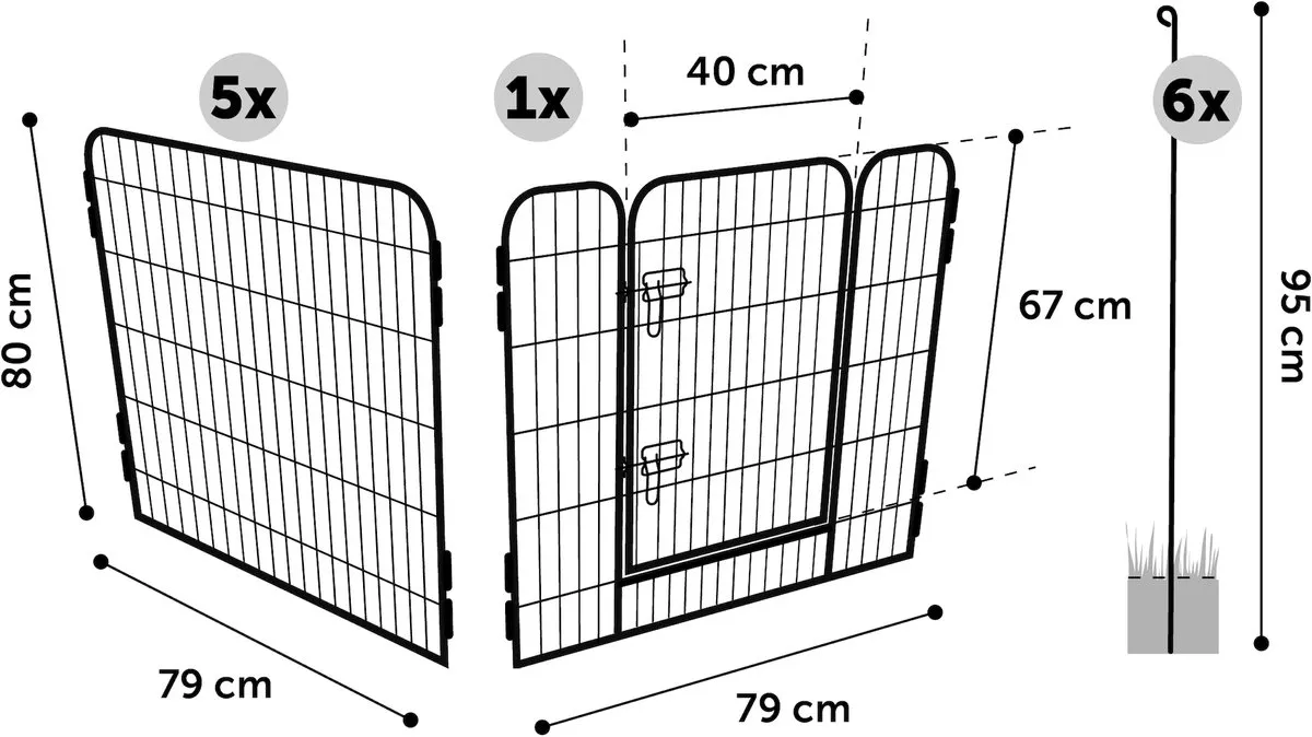 Flamingo Zecta Hondenkennel 162x140x80cm - Zwart