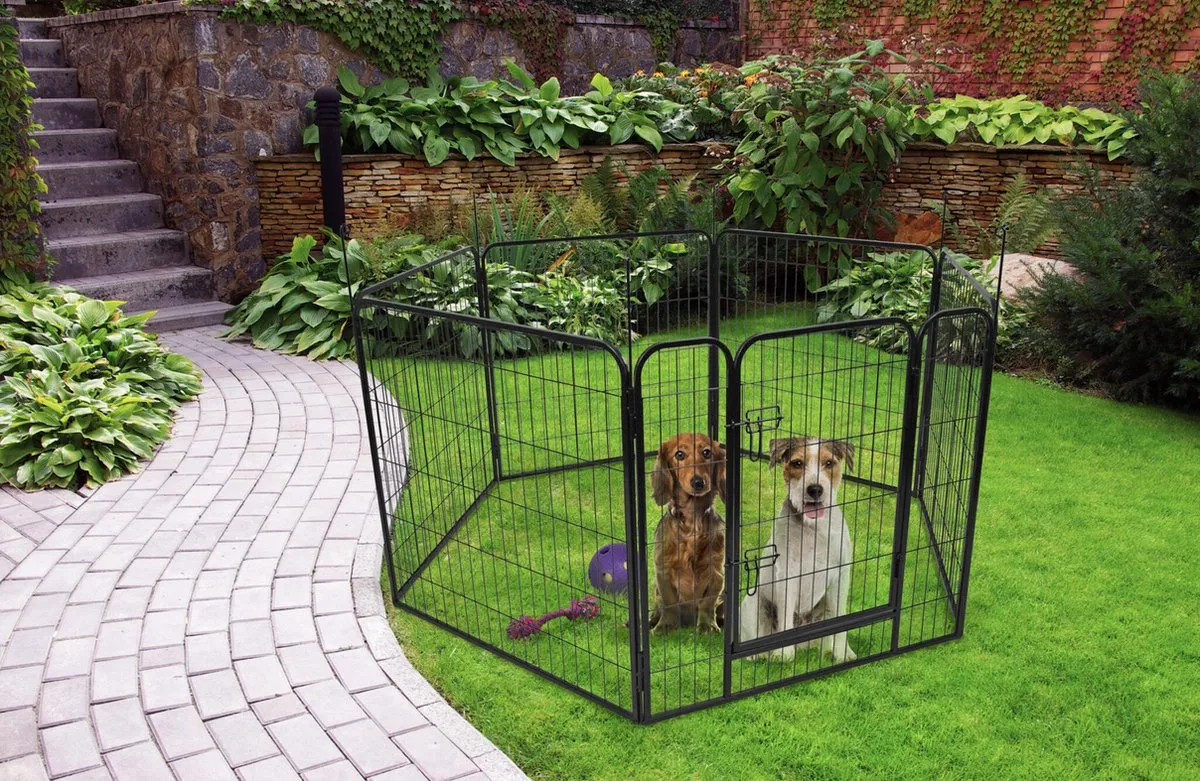 Flamingo Zecta Hondenkennel 162x140x80cm - Zwart - afbeelding 6 van 6