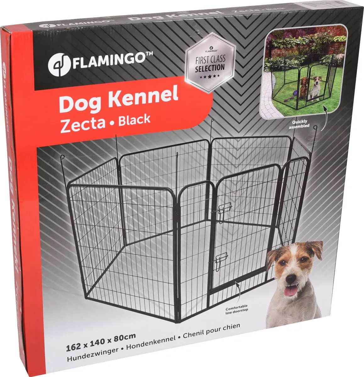 Flamingo Zecta Hondenkennel 162x140x80cm - Zwart