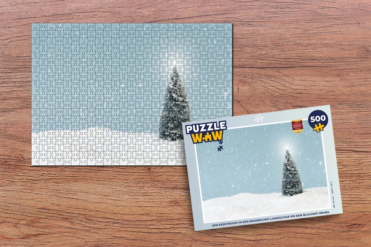 PuzzleWow Kerstboom in Besneeuwd Landschap Legpuzzel 500 Stuks - Multicolor