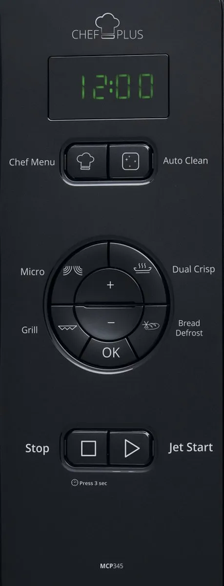 Whirlpool Magnetron Chef Plus MCP345BL 25L - 800W - Zwart - afbeelding 4 van 4